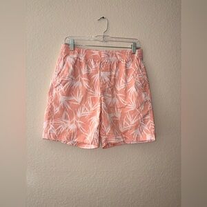 Lands' End Women's Peach Leaf Print High Waist Shorts